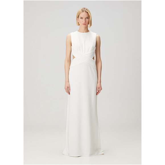 TADASHI SHOJI Tenney Maxi Evening Dress in White Size Medium - Picture 7 of 9